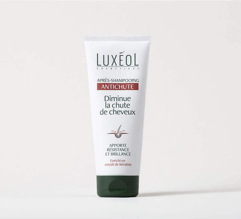 Luxéol Anti‑Hair Loss Conditioner 200 ml tube on minimal background, reduces hair loss.