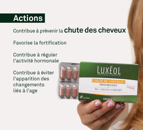 Holding Progressive Hair Loss box with benefits: helps prevent hair loss and strengthens hair fiber.