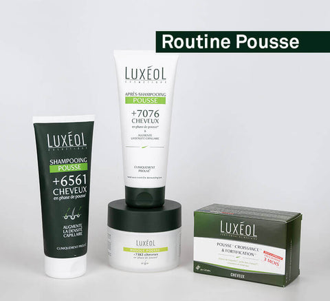 Hair growth routine set – Luxéol conditioner, lotion, and mask.