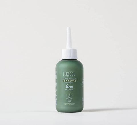 Luxéol Hair Growth Conditioner bottle on minimal background, 200 ml, growth and density care.