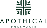 Apothical Pharmacie logo with a black and white design on a light background