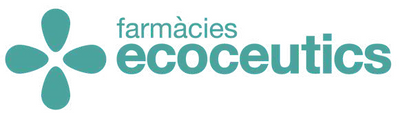 ecoceuticsi logo sinakasrohelise lillekujulise sümboliga valgel taustal