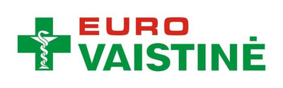 Euro Vaistine'i logo rohelise risti ja punase tekstiga valgel taustal