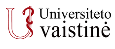 Universiteto Vaistine logo punase 'U'-tähega valgel taustal